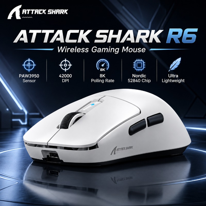 Pc Gaming X3D - ATTACK SHARK R6 인체공학적 무선 게이밍