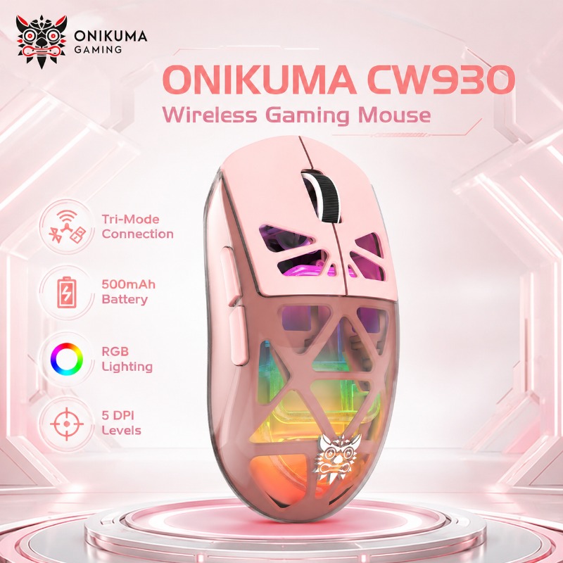 Pc Gaming X3D - ONIKUMA CW930 무선 투명 핑크 게이밍