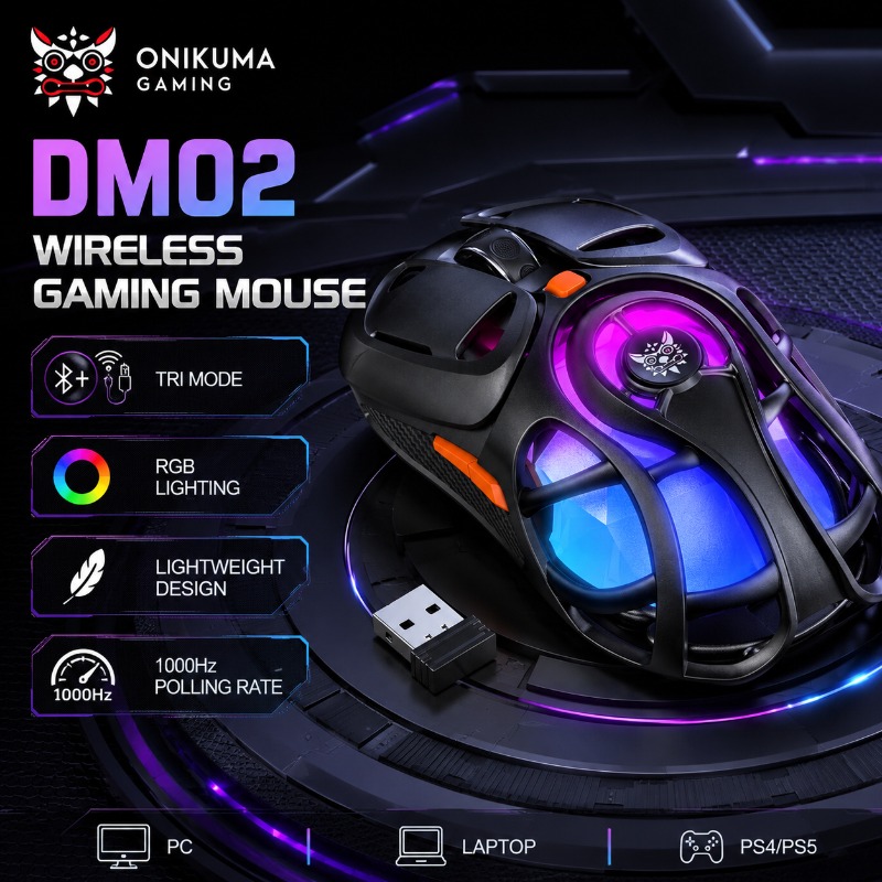Pc Gaming X3D - ONIKUMA DM02 무선 게이밍 마우스 블루투스