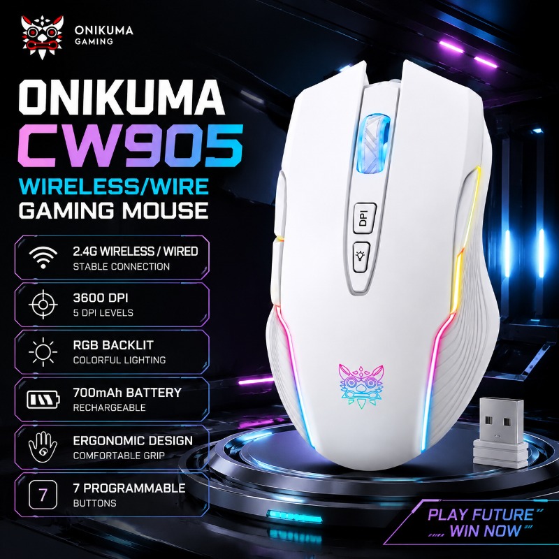 Pc Gaming X3D - ONIKUMA CW905 무선 게이밍 마우스 2.4G