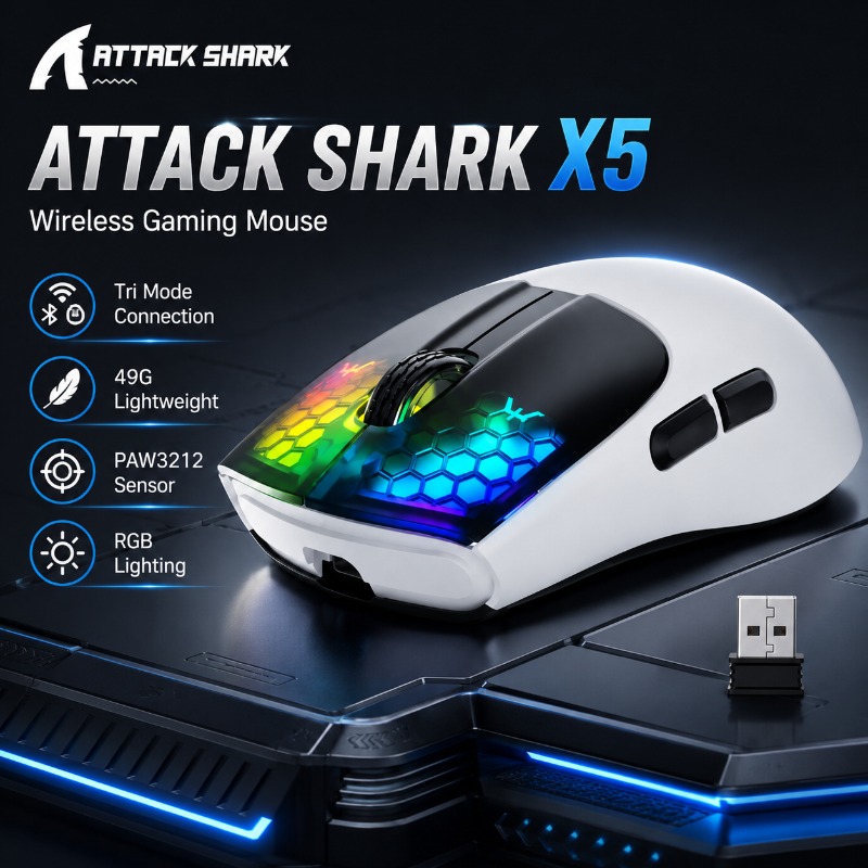 어택 샤크 X5 무선 게이밍 마우스 트리 모드 블루투스 - Pc Gaming X3D 리뷰 및 가격